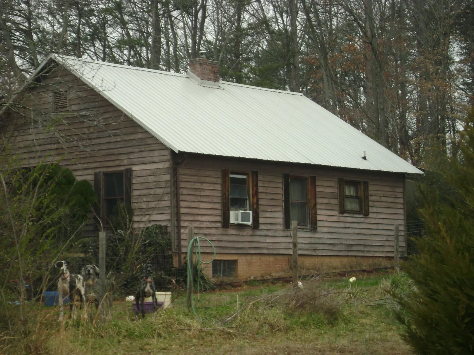 White metal roof on an old wood sided farmhouse, from a Asphalt Shingle Roof Repair job in South Pomfret